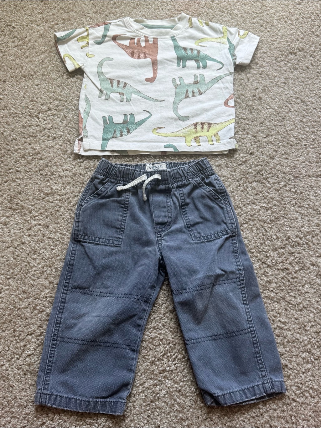 Oshkosh B'gosh Pants & Carter's White Dinosaur Print Tee
